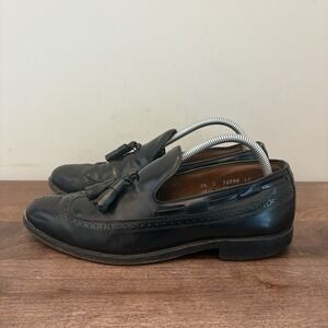 VTG Allen Edmonds Tassel Loafers Men 9.5 Black Berwick Leather Wingtip Shoes USA